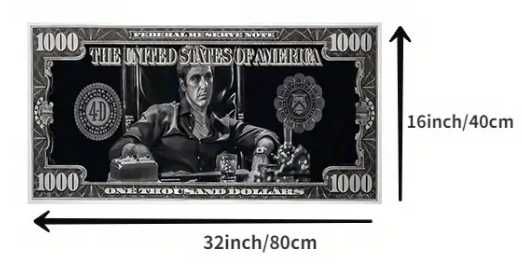 Tablou Canvas Tony Montana Scarface Dollar – 80x40 cm, landscape