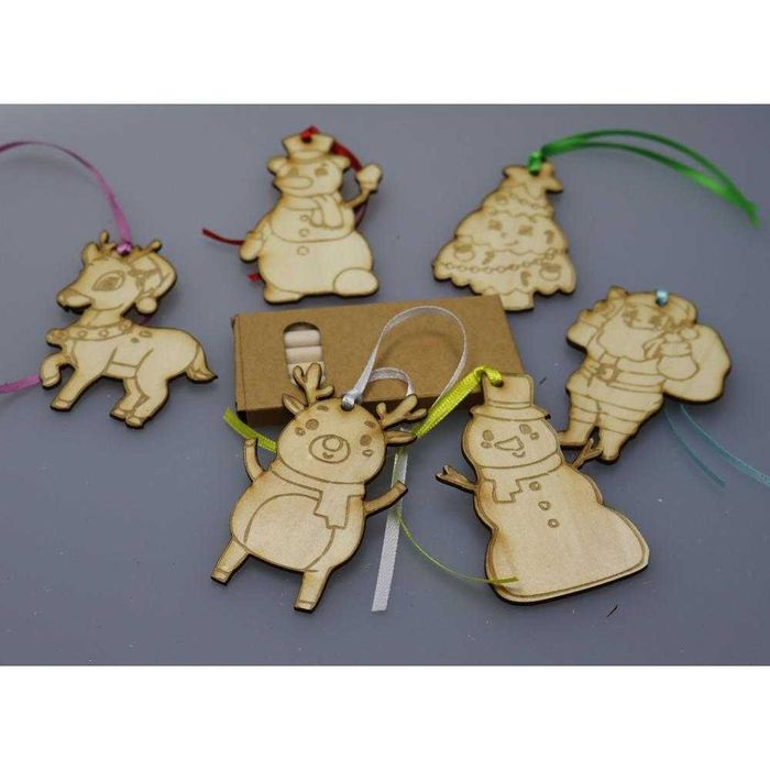 Творчески комплекти с дървени фигурки за оцветяване с подарък