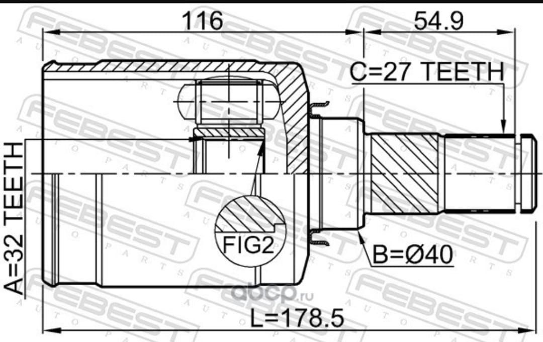 Шрус внутренний левый-Nissan Teana L33  FEBEST 0211L33LH Шруз