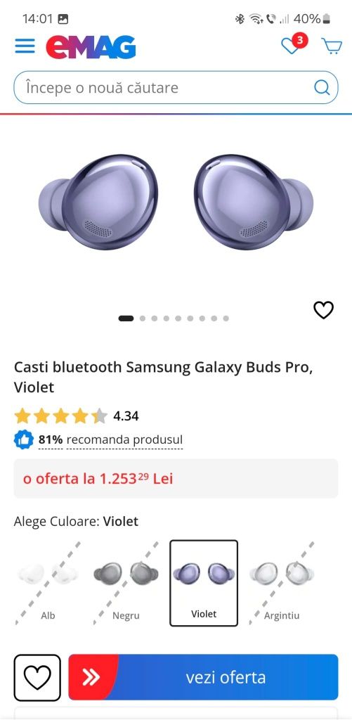 vand Casti bluetooth Samsung Galaxy Buds Pro, SM R190 si Bose NC 700.
