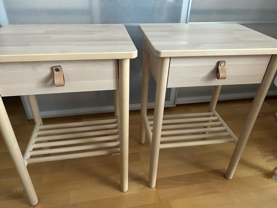 Set doua noptiere lemn mesteacan IKEA