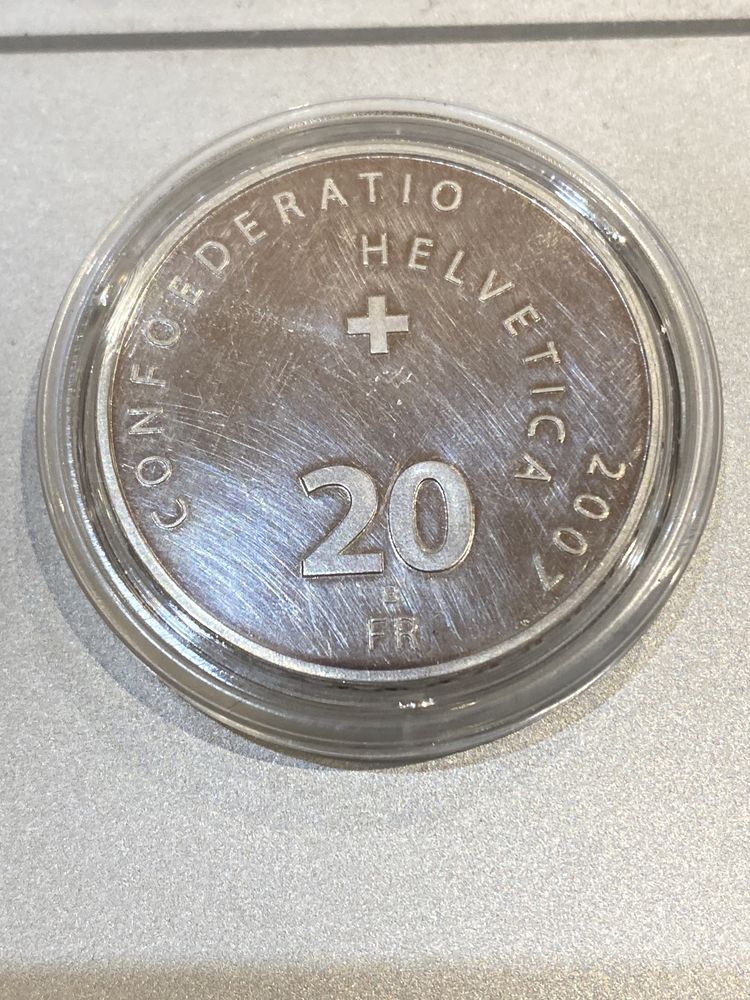 Moneda argint comemorativa 20 franci Elvetia