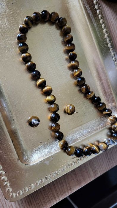 Bijuterii pietre naturale ochi de tigru - set colier cercei