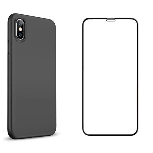 Iphone XR/XS/X/XS MAX PacK Husa Silicon + Folie Sticla Stone Glass 9D