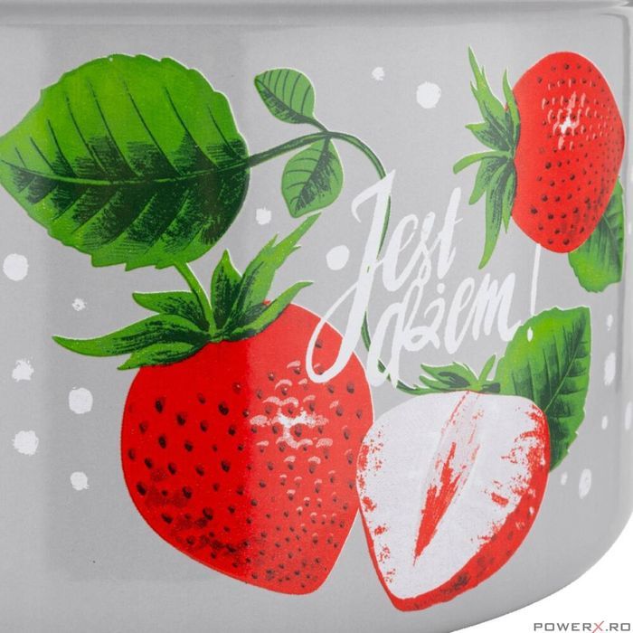 Oala cu capac, din otel, strat email, compatibila cu toate tipurile de