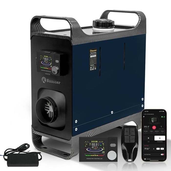 Silentios - cu Bluetooth - Încălzitor 8kw  pe motorina cu adaptor 220v