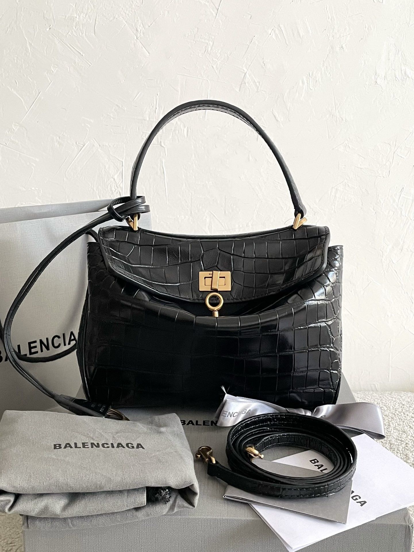 Geanta Balenciaga Rodeo 23cm croco, Premium