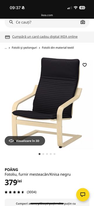 Fotoliu Ikea negru