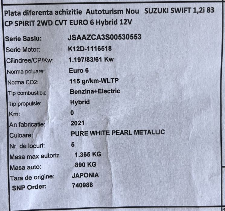 Vand Suzuki Swift AUTOMATA