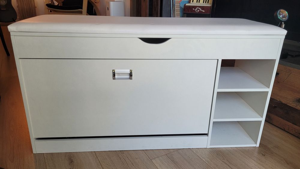 Dulap pentru pantofi tip bancheta, 100 x 34 x 51 cm, Alb