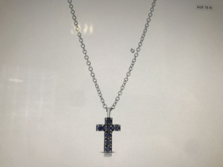 Lantisor din aur alb, 18 kt, cu safire