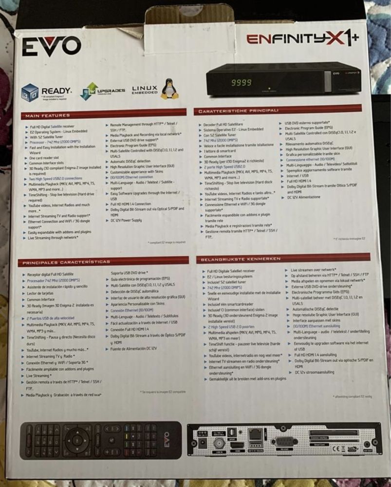 Receptor satelit EVO EnfinityX1+ DVBS2 Linux E2