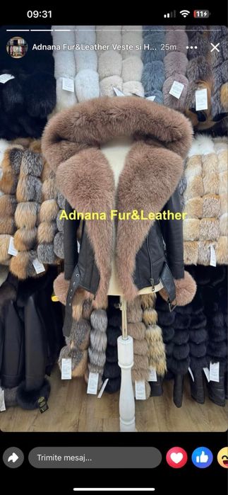 Haina de piele si blana naturala