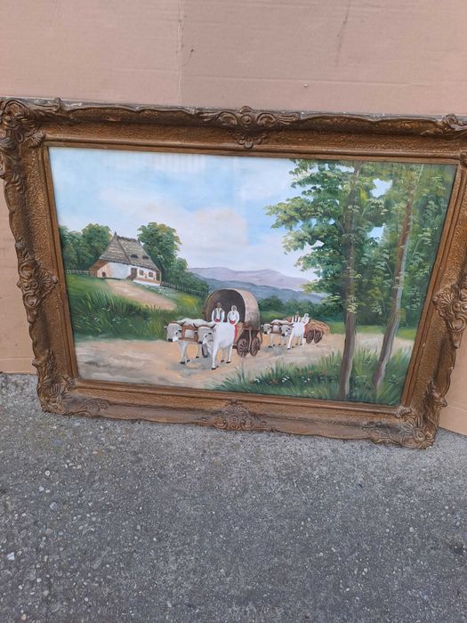 tablou vechi pictura pe lemn 82/62 cm reproducere I Dobosariu