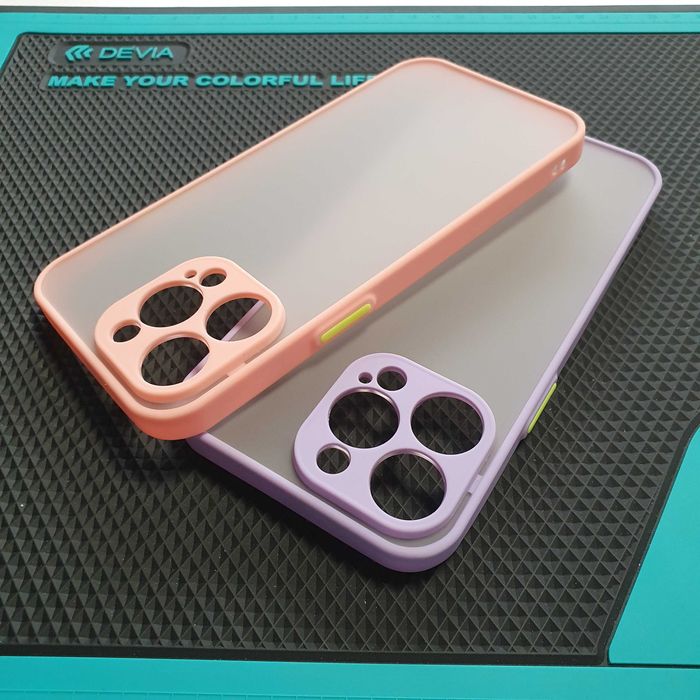 Husa iPhone 14 Pro Max - Hybrid cu Protectie Camera - Roz - Lila -