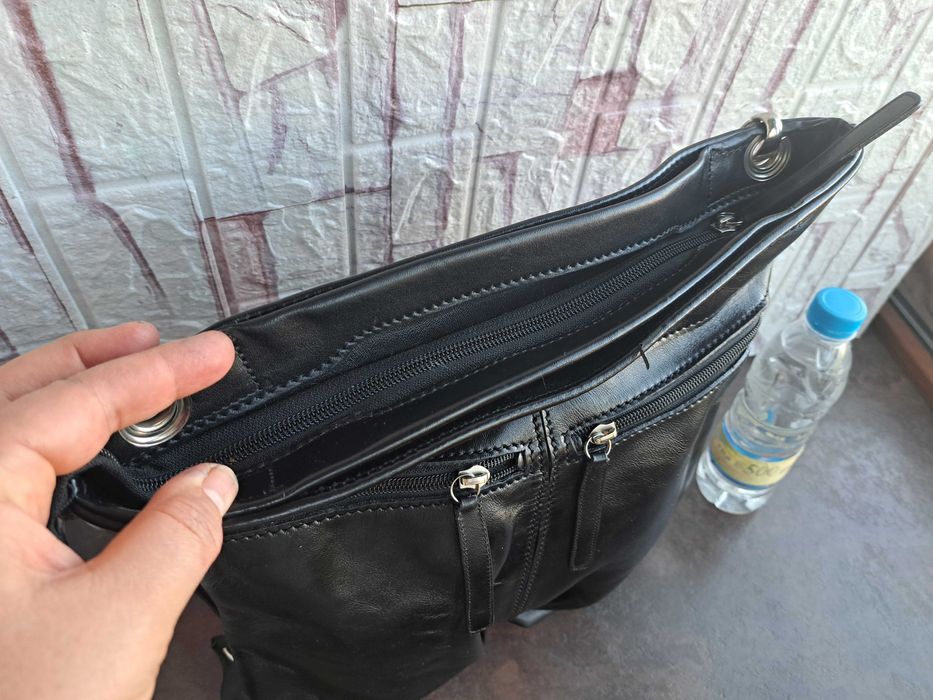 дамска чанта,черна кожена италианска чанта-естествена кожа,