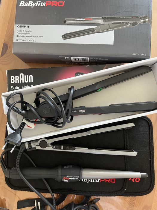 Продам плойку, гофре и утюжок Babyliss, Braun