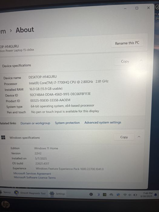 Laptop Gaming HP Pavilion i7 7700HQ; 16 GB RAM; SSD 512 GB