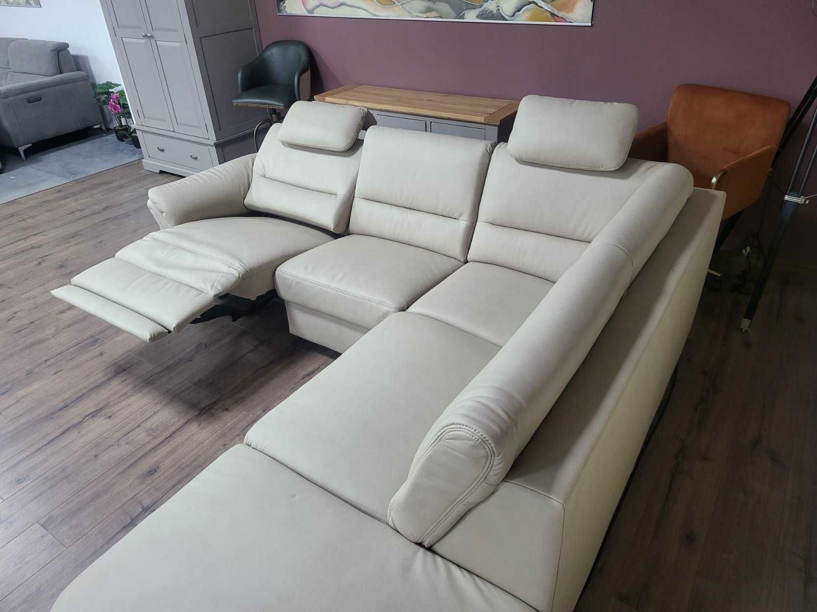 Кремав кожен ъглов диван с електрически релакс механизъм ZE-EM16033