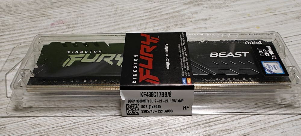 8GB DDR4 3600Mhz Kingston Fury Beast C17