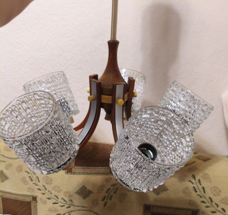 Люстра ретро!настоящее дерево, натуральный хрусталь