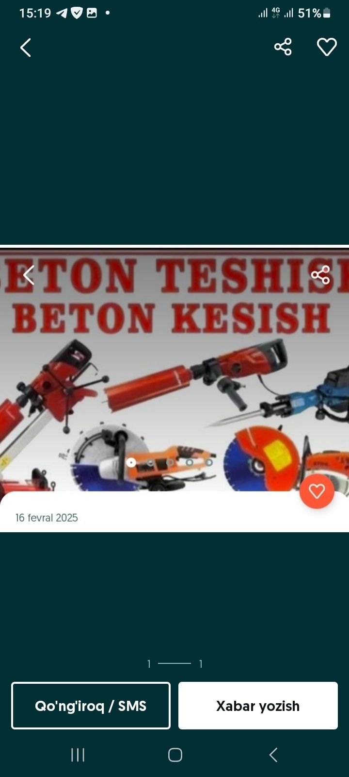 Beton tashish buzish va kesish
