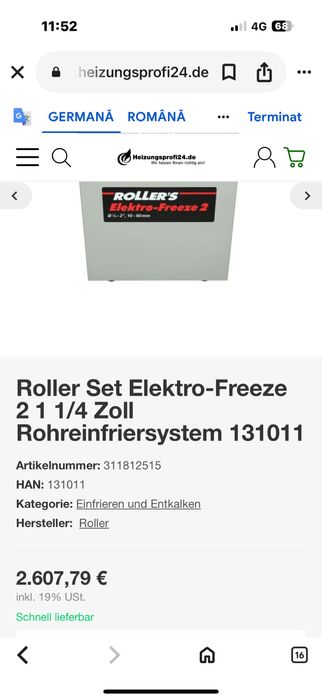 Frigider aparat înghetat tevi Roller's Elektro-Freeze 2