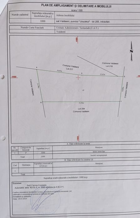 Vând teren Vârful lui Roman