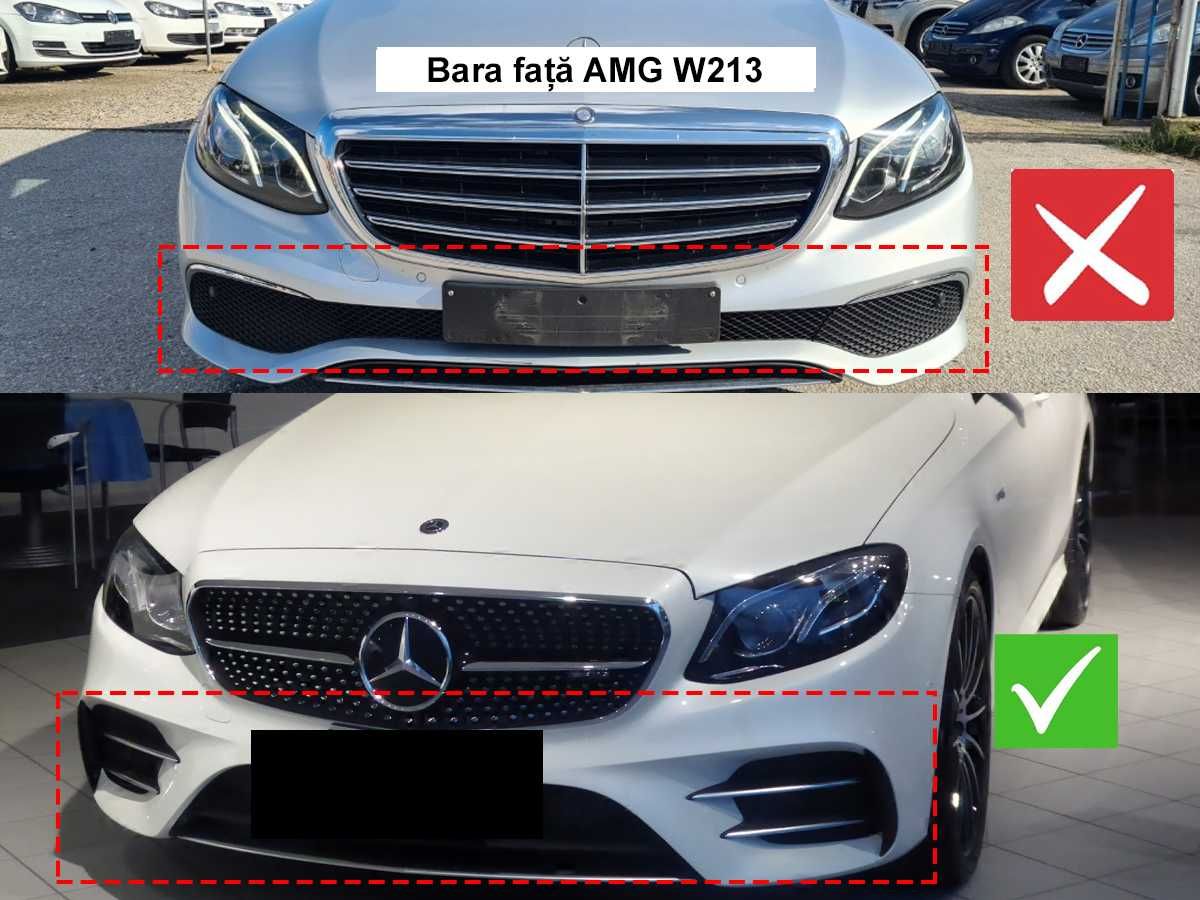 Supliment pentru bara față negru lucios pentru Mercedes AMG E W213