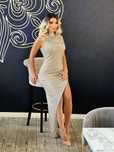 Rochie ocazie Via Belle cu pietre si margele cusuta manual , S,M