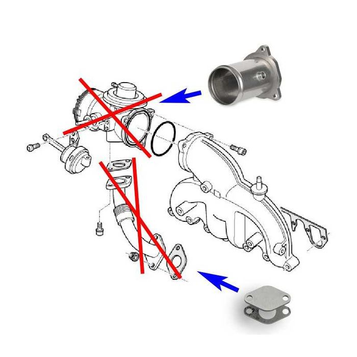 ЕГР EGR Delete Racepipe Race pipe VW Audi 57мм 1.9TDI  F_EGR_01A/ZU