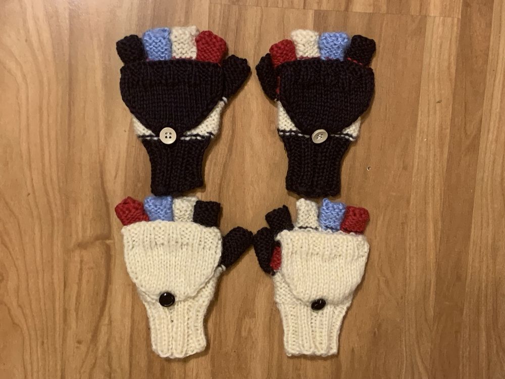 Ръчно плетени детски бебешки ръкавици без пръсти с капаче момче момиче