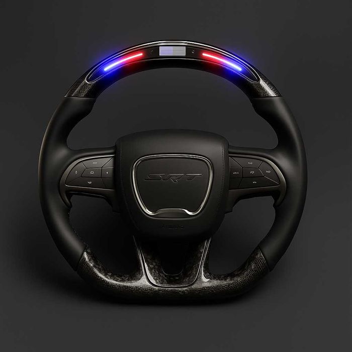 Карбонов спортен SRT волан с LED за Dodge Charger / Challenger