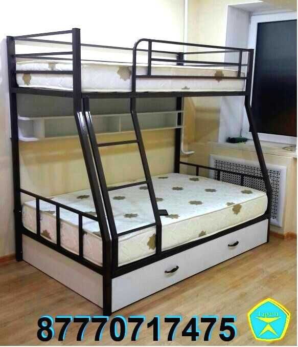 Двухъярусная металлическая усиленная кровать (двухярусная, хостел).