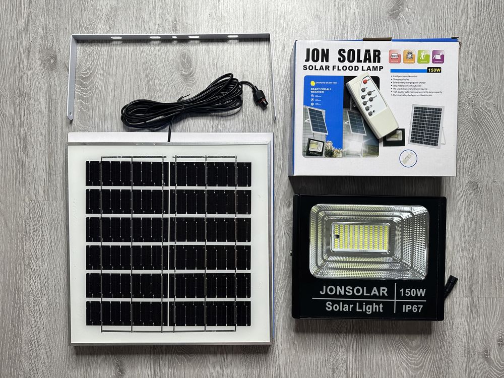 Proiector Solar 'Jon Solar 150W, Lampa Incarcare Solara + Panou Solar