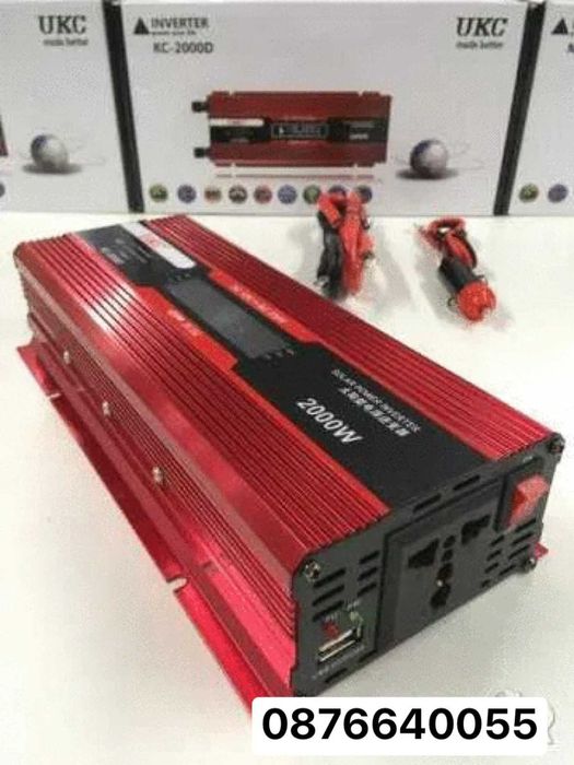 Инвертор преубразовател UKC с лед дисплей за кола 12-220v-2000вата