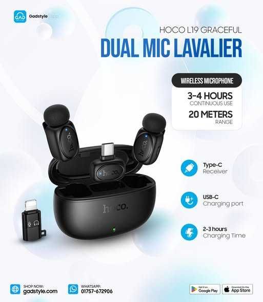 ДОСТАВКА! HOCO L19 — беспроводной петличный микрофон(Type-C/Lightning)