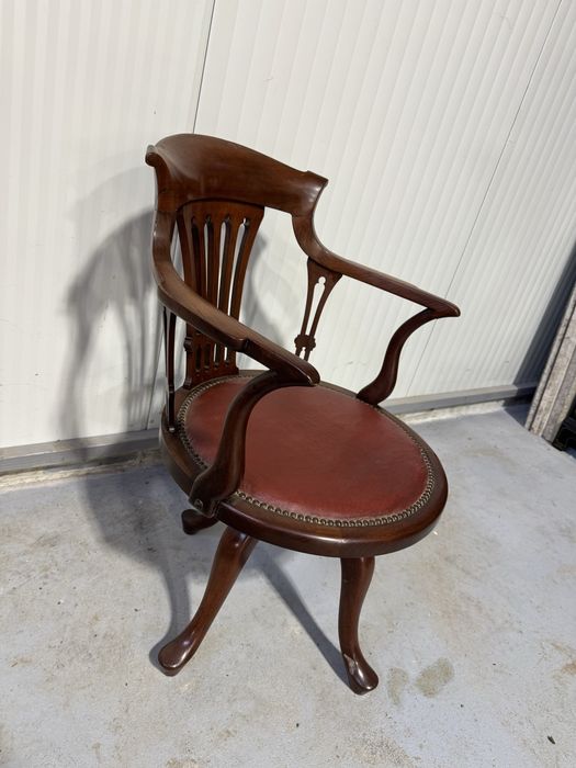 Fotoliu de birou din lemn cu piele