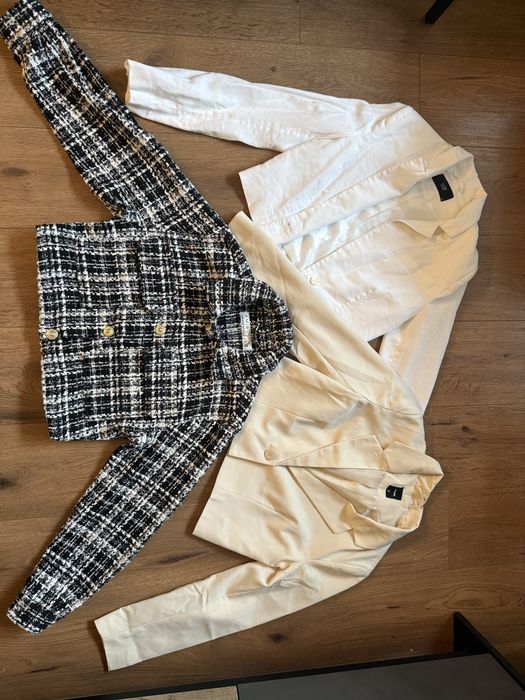 Сет късо сако бяло бежаво