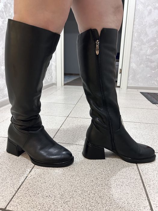 Натуральная кожа стильные женские сапоги