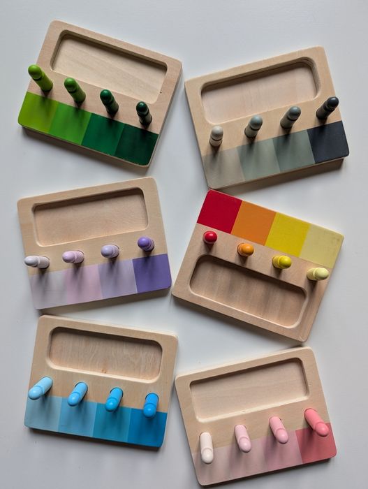 Дървена игра за сортиране по цветове