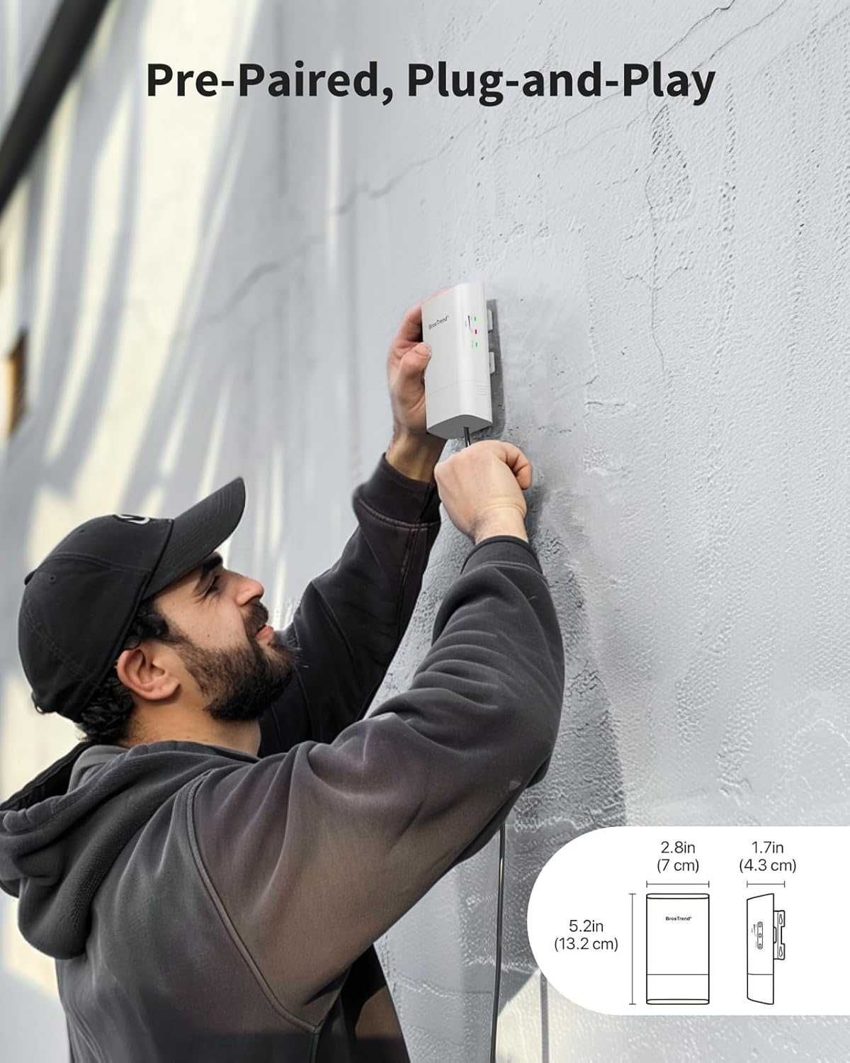BrosTrend 5GHz 867Mbps WiFi мост от точка до точка, външен, 1км