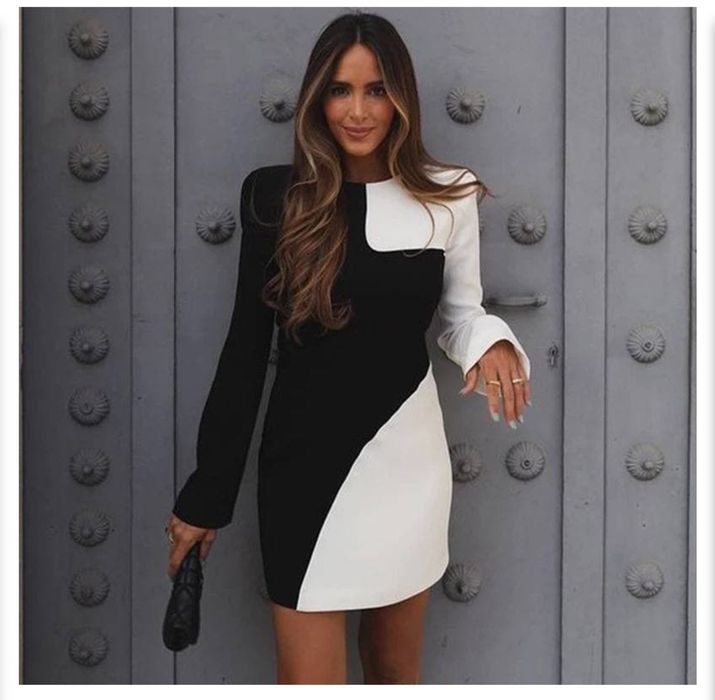 Rochie alb negru cu spate gol