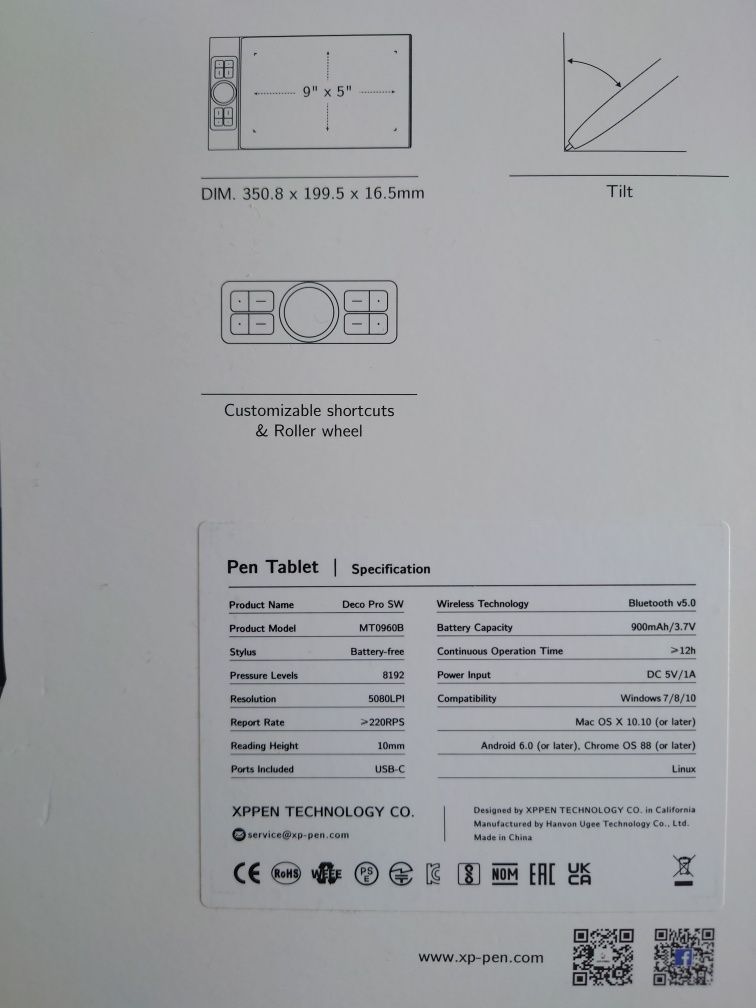 Tableta grafica XP-Pen Deco Pro SW + 50 varfuri rezerva - Noua