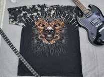 Tricou skull vintage cu capse- haine gothice, rock, metal, alternativ,