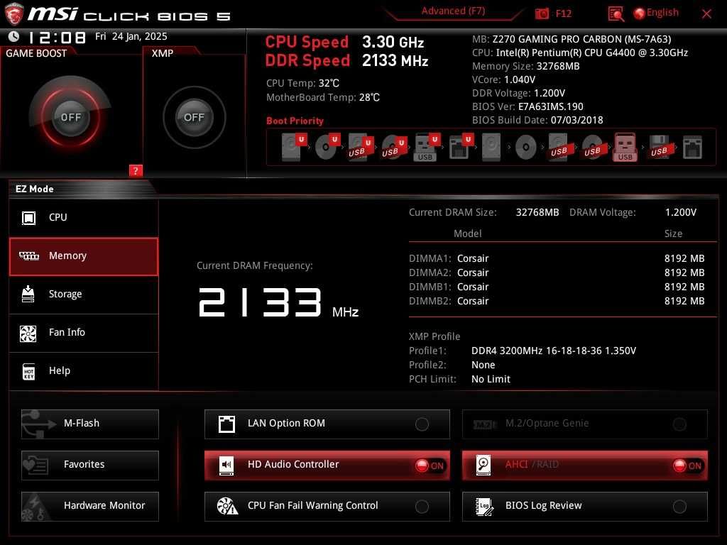 RAM 16GB 2x8gb Corsair VENGEANCE LPX DDR4 3200Mhz