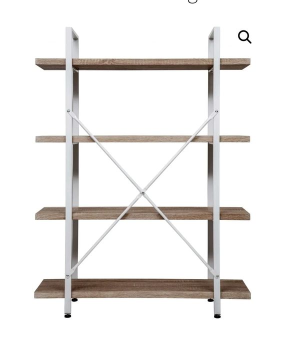 Стенен шкаф, метален дървен индустриален дизайн височина 140см бял