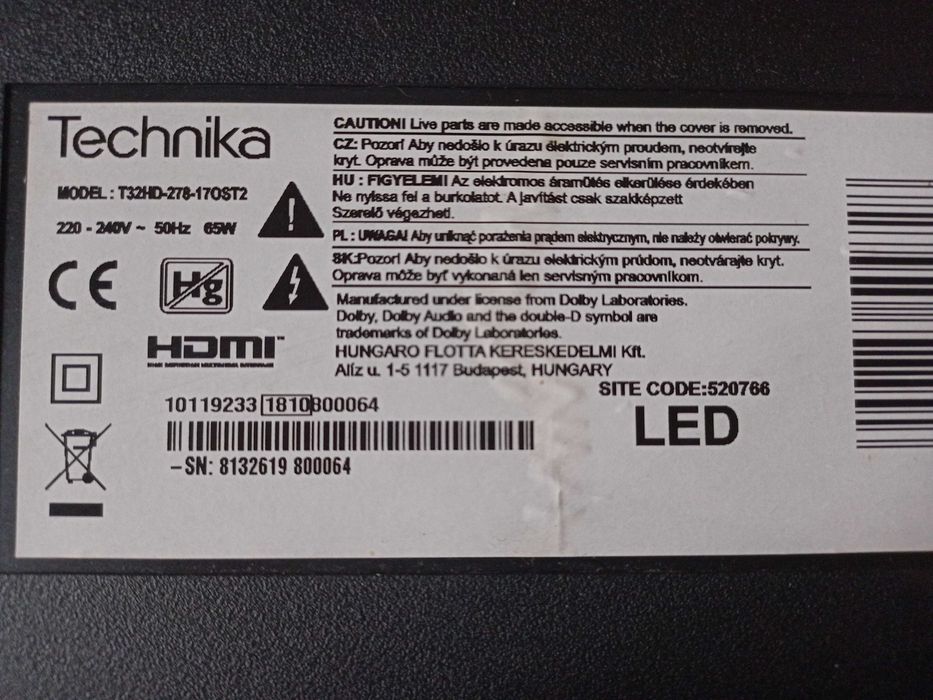 Телевизор Technika 32' Smart TV - за части