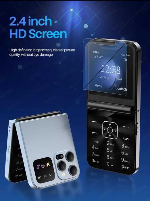 Сгъваем Телефон Mini Flip Smart Phone с 2 SIM карти Мини Телефон GSM