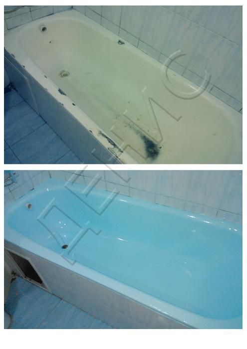 Эмалировка и реставрация ванн наливным акрилом и эмалью.